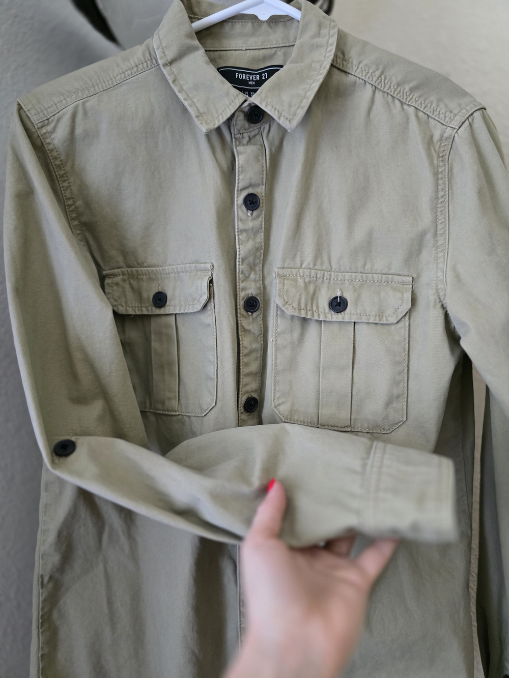 Forever 21 Men's Olive Green Military Shirt Jacket Size XS